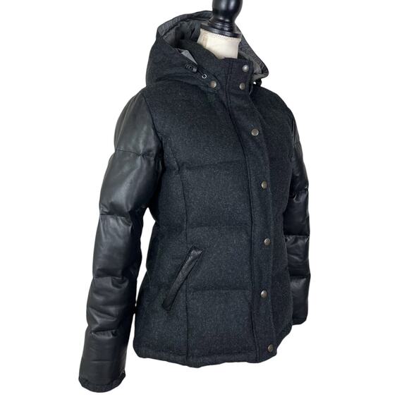 Rag & Bone Penfield Trailwear Black Wool & Leather Puffer Bomber Jacket Size 8 - Picture 4 of 10